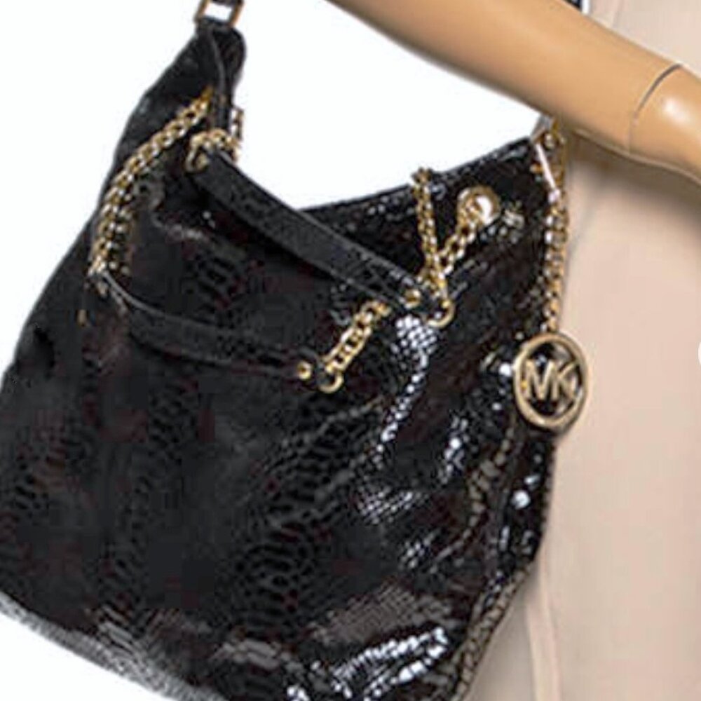 $398 Michael Kors Snakeskin Python Patent Leather… - image 4